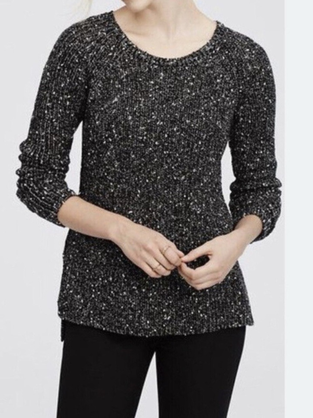 Ann Taylor Wool Blend Sweater Size Large Gray Crewneck Pullover